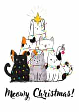 Cute Christmas Card - Cats - Meowy Christmas! created by Skipping Wren