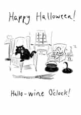 Cute Halloween Card - Cats - Hallo-Wine O'Clock! created by Kathryn Doodle Player