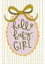 Classic New Baby Card - Hello Baby Girl - Bow - Baby Shower created by Abbie Imagine
