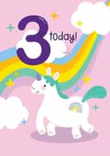 Cute Birthday Card - 3rd - Unicorn - Rainbow created by Jessica Rachel Sharp