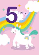 Cute Birthday Card - 5th - Unicorn - Rainbow created by Jessica Rachel Sharp