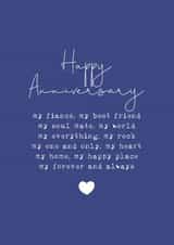 Classic Anniversary Card - For Fiancé - Soul Mate created by Cake For Breakfast