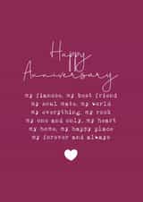 Classic Anniversary Card - For Fiancée - Soul Mate - My World created by Cake For Breakfast