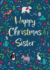 Cute Christmas Card - For Sister - Festive Foliage created by Hannah Jayne Lewin