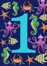 Cute 1st Birthday Card - Fish - Sealife created by While Sadie Sleeps