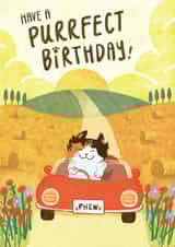 Cute Birthday Card - Cat - Have A Purrfect Birthday! created by Dancing Tulip