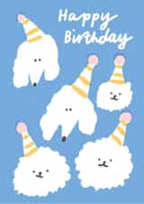 Cute Birthday Card - Dogs In Party Hats - Fluffy created by Leanne McBrien