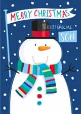 Cute Christmas Card - For Son - Snowman created by Sarah Pitt