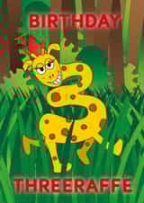 Birthday Three-raffe! Birthday wishes for animal loving 3 year olds. created by Rachel Hsiroc Design