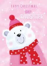 Cute Christmas Card - For Daughter - Polar Bear created by Sarah Pitt
