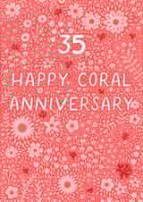 Pretty Anniversary Card - 35th - Coral - Floral created by Pear Tree Press