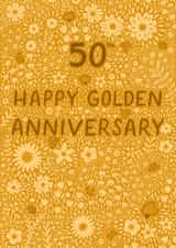 Pretty Anniversary Card - 50th - Golden - Floral created by Pear Tree Press