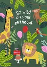 Cute Birthday Card - Jungle Animals - Party - Go Wild created by Zoe Spry