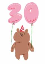 Cute Birthday Card - 30th - Bear - Balloons created by JOLLY AWESOME