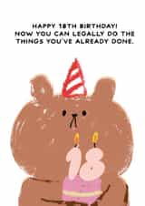 Funny 18th Birthday Card - Bearly Getting By - Legally Do Things created by JOLLY AWESOME