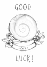 Classic Good Luck Card - Crystal Ball - Myrtle Flowers created by Erratic eel
