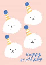 Cute Birthday Card - Fluffy Dogs - Party Hats created by Leanne McBrien