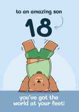 Cute 18th Birthday Card - For Son - Bear created by Bev O'Connor || @oconnordesign