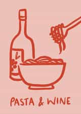 Arty Birthday Card - Pasta And Wine created by Sarah Nolloth Illustration