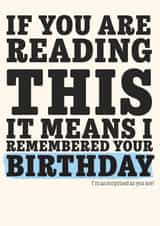 Funny Birthday Card - Remembered Your Birthday - Typography created by Love  Pâté