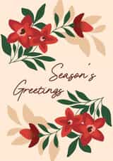 Classic Christmas Card - Season's Greetings - Flowers created by Lots of Love, Hannah 