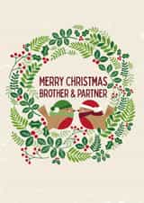 Cute Christmas Card - For Brother & Partner - Robins created by Sarah Corcoran 