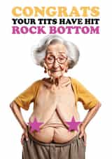 Funny Birthday Card - Rock Bottom - Tits created by AbiGoLucky