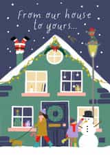 Cute Christmas Card - From Our House To Yours - Snowman created by Zoe Spry