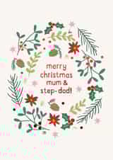Cute Christmas Card - For Mum & Step-Dad - Holly created by Zoe Spry