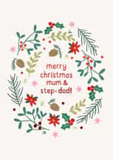 Cute Christmas Card - For Mum & Step-Dad - Holly created by Zoe Spry