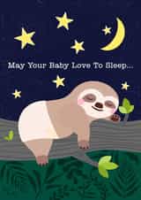 Cute New Baby Card - Sloth - Sleeping created by EllaBellaBlue