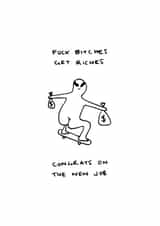 Funny New Job Card - Skateboarding - Alien created by Folded