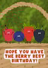 Funny Birthday Card - Berry Best Birthday - Berries - Pun created by Pink Peach Cards
