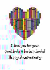 Funny Anniversary Card - Books - Good Looks created by size3art