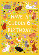 Cute Birthday Card - 6th Birthday - Cuddly Pets created by Pear Tree Press