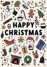 Cute Christmas Card - Happy Christmas - Festive Doodles created by Sarah Harding