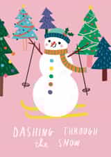 Cute Christmas Card - Dashing Through The Snow - Snowman created by Alice Mole Illustration