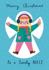 Cute Christmas Card - To A Lovely Niece - Snow Angel created by Alice Mole Illustration