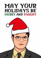 Funny Christmas Card - The Office - Dwight Schrute - Pun created by Sundiva Designs