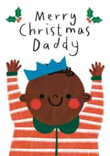 Cute Christmas Card - For Daddy - From Son - Holly created by Alice Mole Illustration
