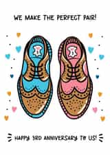 Cute 3rd Anniversary Card - Pair Of Leather Shoes - Perfect Pair created by Lyndsay Moon