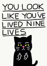 Funny Birthday Card - Getting Older - Look Like You've Lived Nine Lives created by JOLLY AWESOME