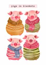 Cute Christmas Card - Pigs In Blankets created by StudioMerryCo