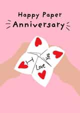 Cute Anniversary Card - 1st Anniversary - Paper created by original fox designs