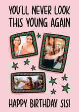Personalised Birthday Photo Card created by TeePee Creations - Funny Birthday Card - For Sister - Stars