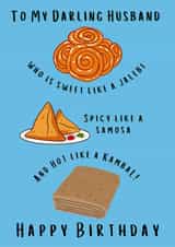 Funny Birthday Card - For Husband - Indian Food Puns created by Sukhi Writes Stuff
