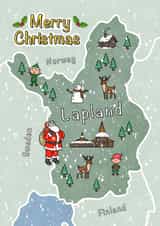 Cute Christmas Card - Lapland - Map created by That Little Map Shop