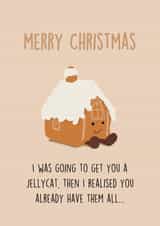 Funny Cute Jellycat Lover Christmas Card - Gingerbread - Amuseable - Gift created by Delicate Point of View