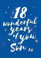 Classic 18th Birthday Card - For Son - Stars created by Bow & Bell
