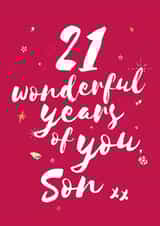 Classic 21st Birthday Card - For Son - Stars created by Bow & Bell